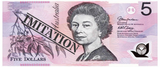 Pretend Play: 5 Dollar Australian Souvenir Note Pad Fake AUD Money - 1 Pack of 50 Sheets