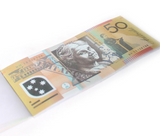 Pretend Play: 50 Dollar Australian Souvenir Note Pad Fake AUD Money - 1 Pack of 50 Sheets