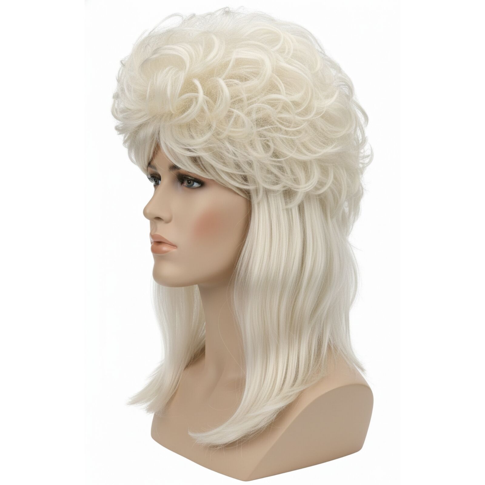 Mullet Wig 80s Fancy Dress Mens Party Costume Rock Bogan Punk 70s 90s - Blonde