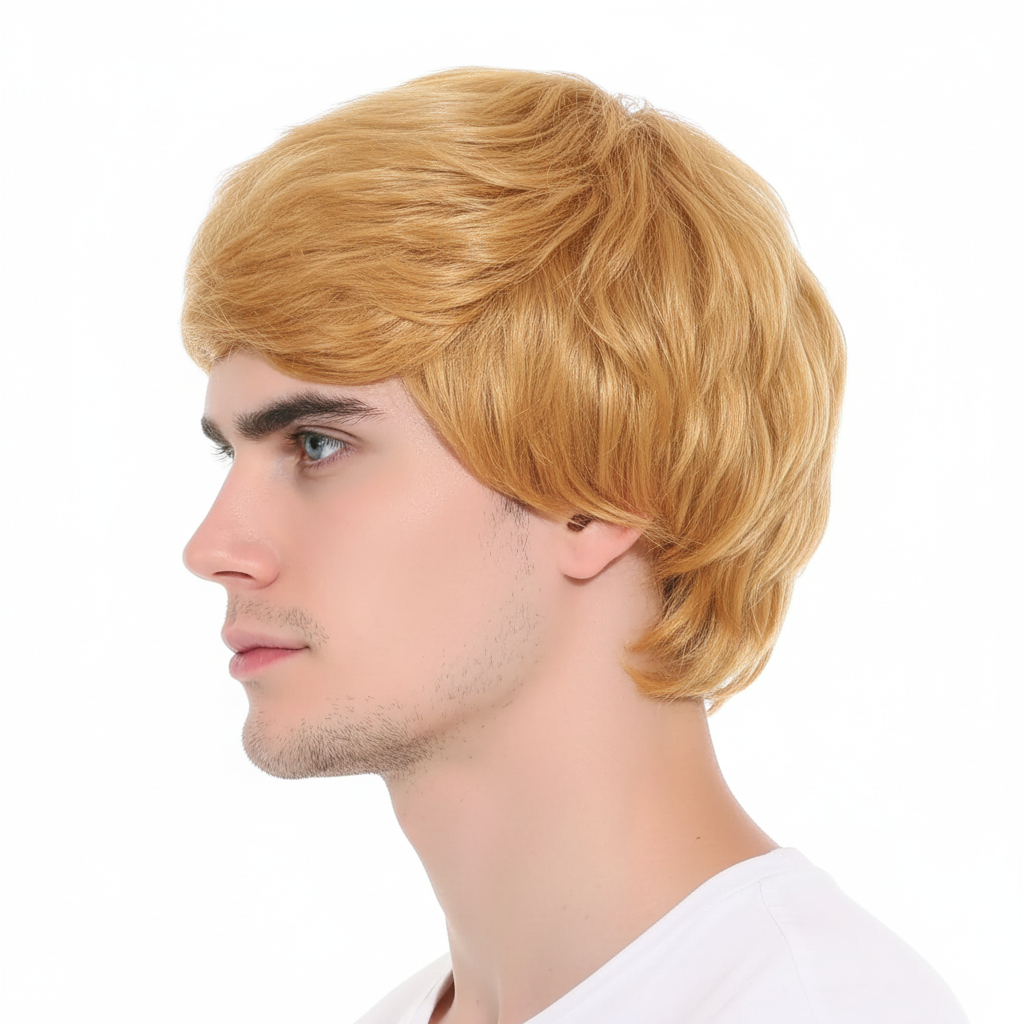 Mens Short Party Wig Costume Party Dress Up Fancy Classic Style in Ginger Blonde