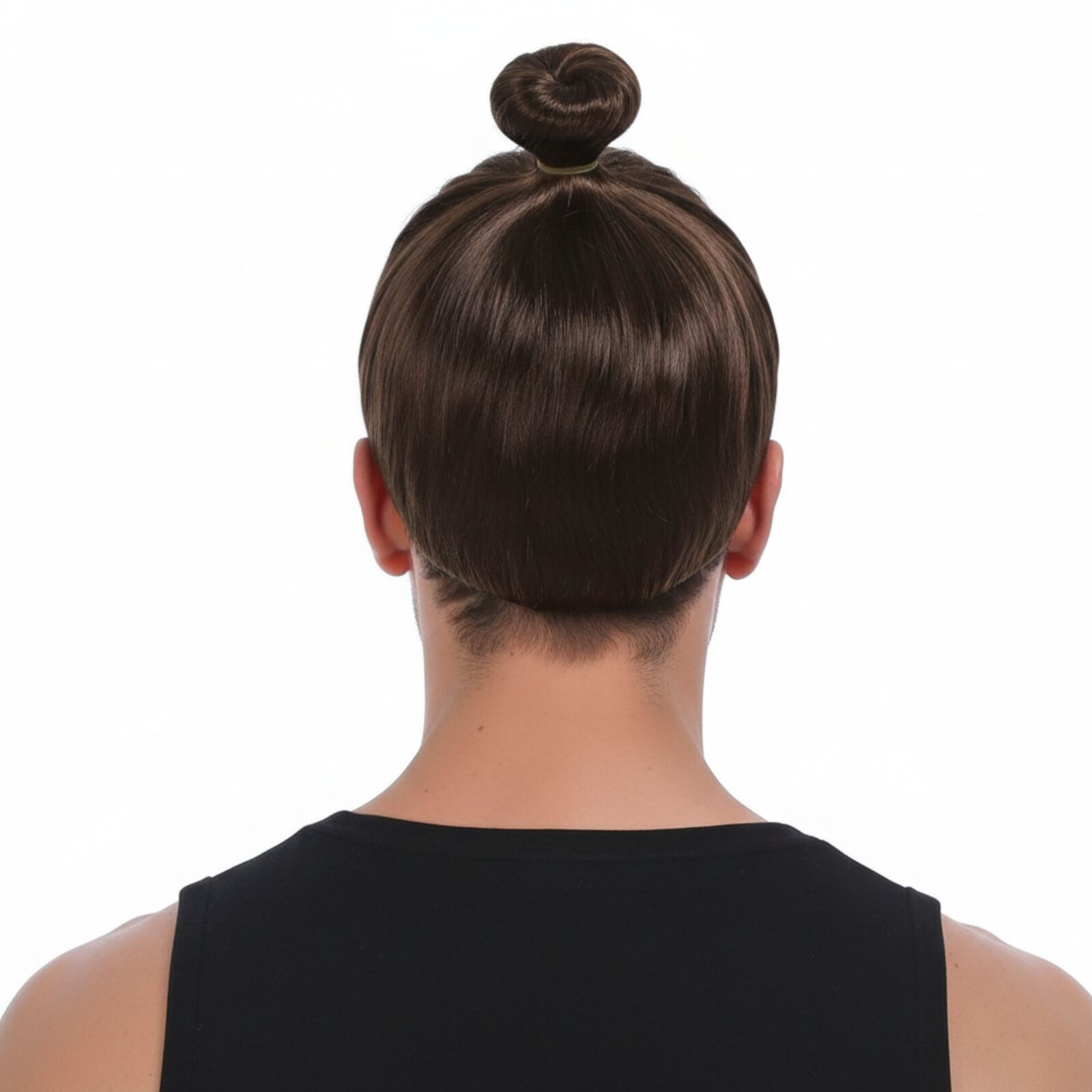 Hipster Trendy Hairstyle Adult Man Bun Wig Costume Hair - Brown