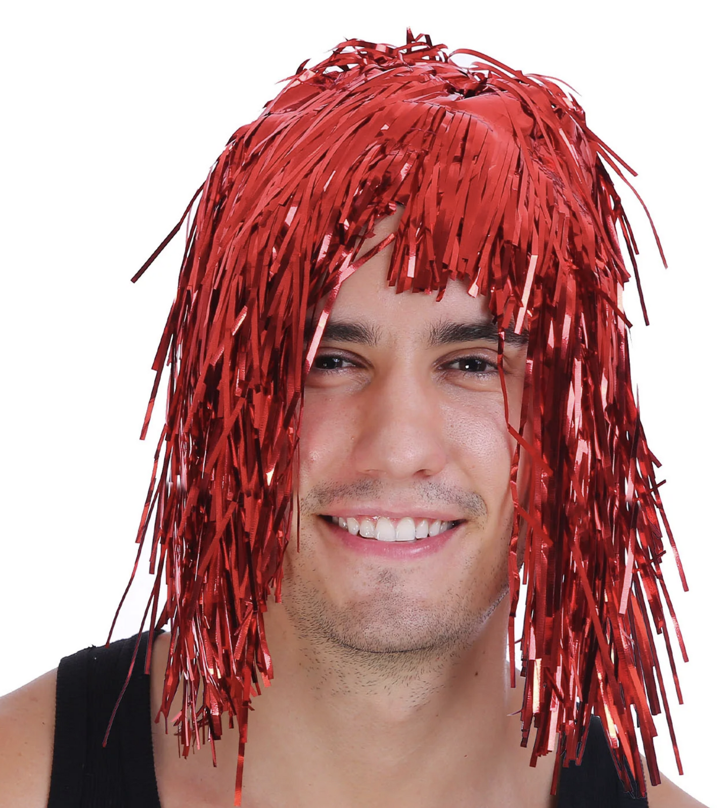 Costumes & Accessories: Tinsel Metallic Wig 70s 50s 20s Costume Mens Womens Unisex Disco Fancy Dress Up - Red