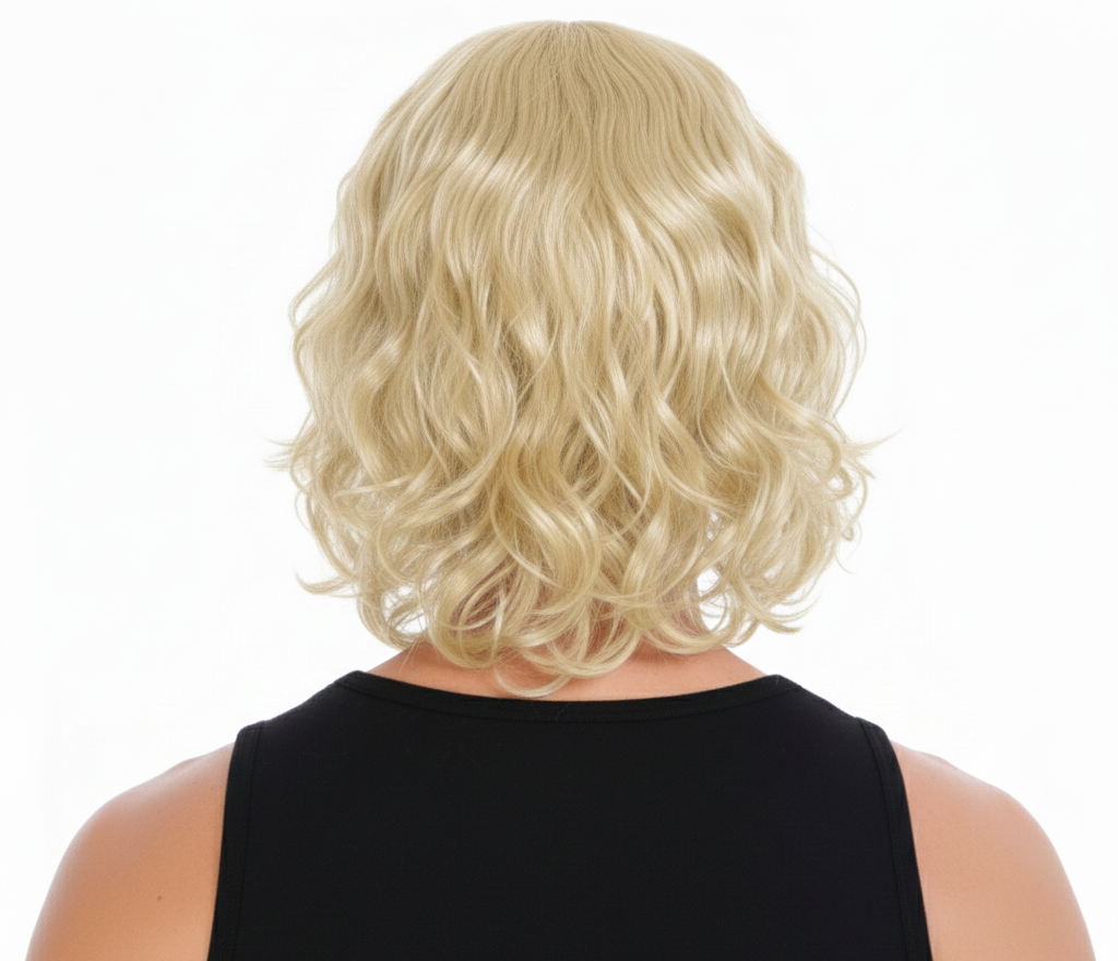 MENS WAVY WIG Curly Long Hair Disco Punk Rock Party Costume 60s 70s - Blonde