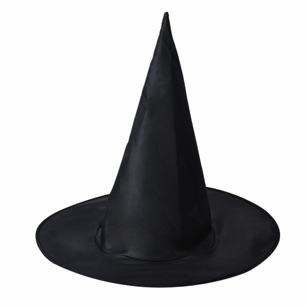 Costumes & Accessories: WITCH HAT Plain Black Halloween Costume Fancy Dress Womens Accessory Wizard