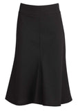 Women's Bottoms: Womens Fluted 3/4 Length Below Knee Skirt Work Business - Black - 26
