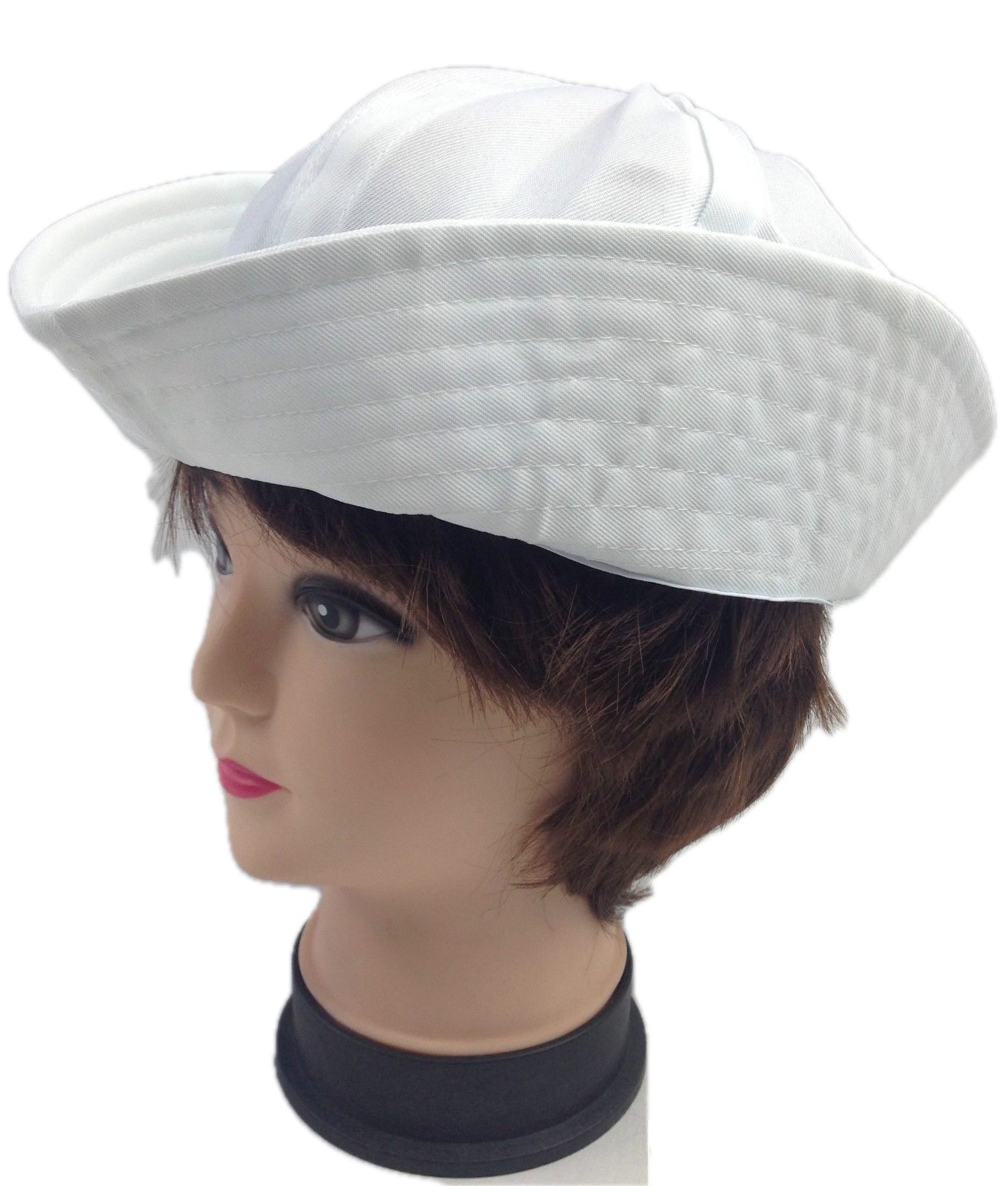 Costumes & Accessories: Adult White Sailor Hat Marine Unisex Gob Captain Navy Hen's Night Doughboy Cap
