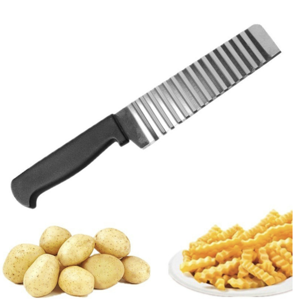 Kitchen Utensils: JELLY KNIFE Stainless Steel Blade Cooked Potato Vegetable Crinkle Wavy Cutter Slicer