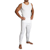 2pcs Set Mens Merino Wool Blend Thermal Singlet Top & Pants Underwear Thermals - Beige - M
