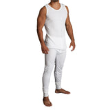 2pcs Set Mens Merino Wool Blend Thermal Singlet Top & Pants Underwear Thermals - Beige - M