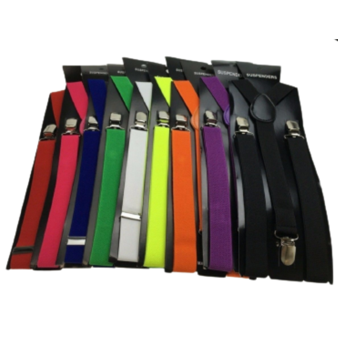 Men's Accessories: 2x Mens Suspenders Braces Adjustable Strong Clip On Elastic Formal Wedding Slim - Assorted Colour Pack