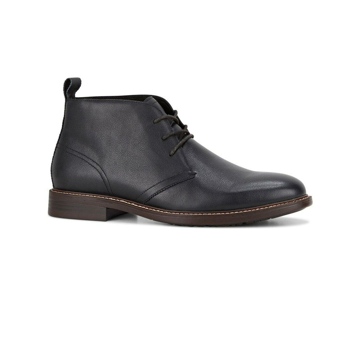 Hush Puppies Mens Harbour Leather Chukka Shoes Ankle Lace-Up, Black