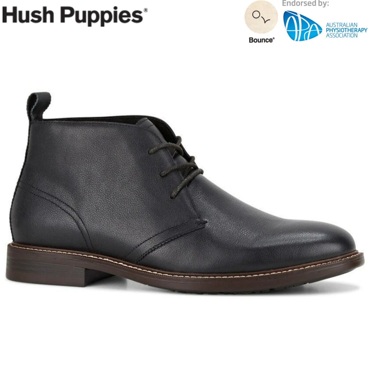 Hush Puppies Mens Harbour Leather Chukka Shoes Ankle Lace-Up, Black
