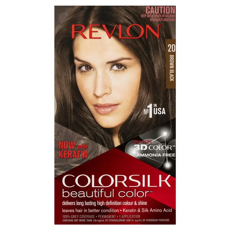 Hair Colouring: Revlon ColorSilk 20 Brown Black Permanent 3D Hair Colour w/ Keratin - Brown/Black