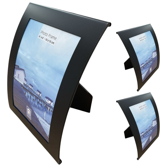 3x Curve Picture Photo Frame Curved Aluminium Portrait 10cm x 15cm (4