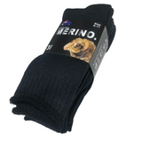 3 Pairs MERINO WOOL SOCKS Mens Heavy Duty Premium Thick Work Socks Cushion - Black - 11-14