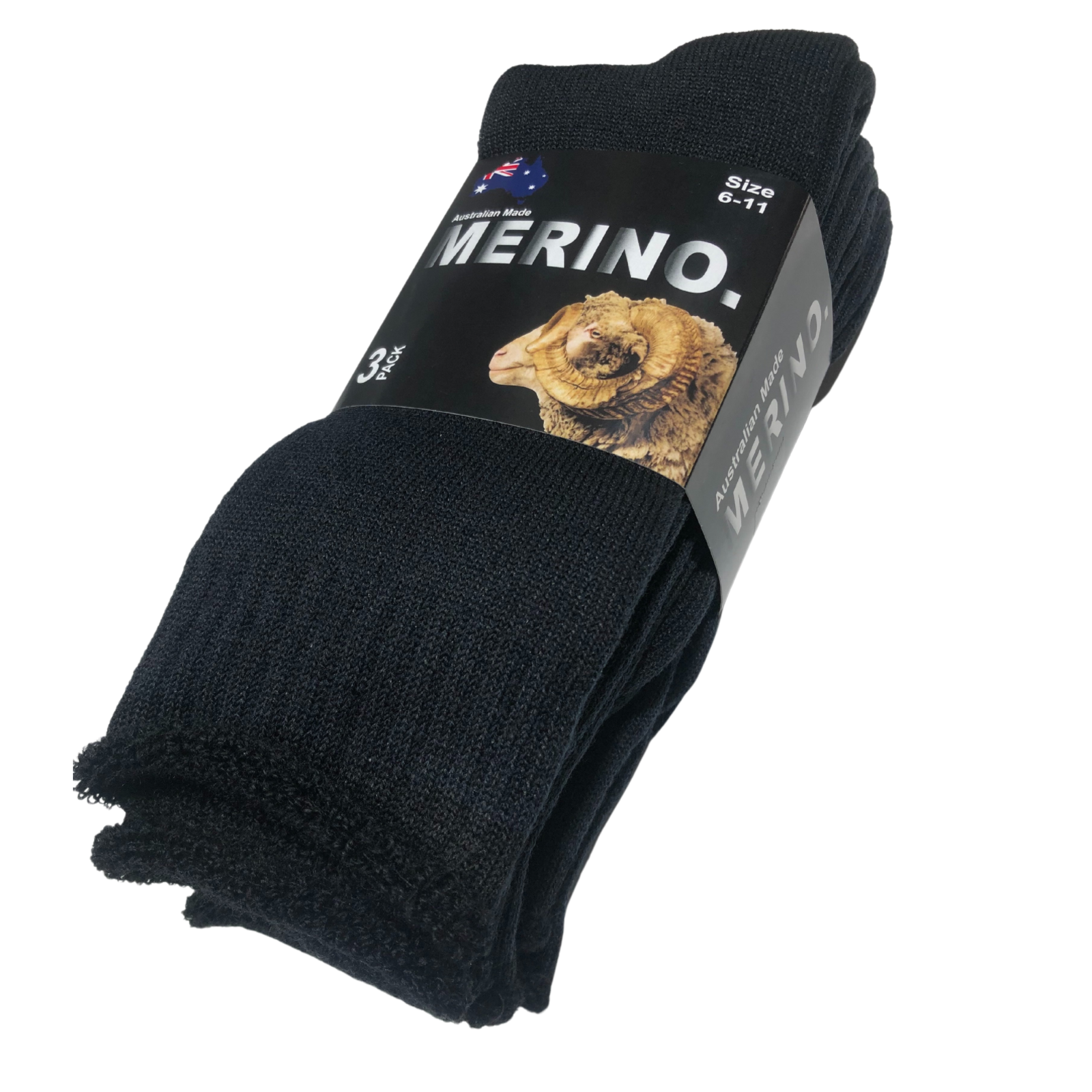 Men's Underwear & Socks: 3 Pairs MERINO WOOL SOCKS Mens Heavy Duty Premium Thick Work Socks Cushion - Black - 11-14