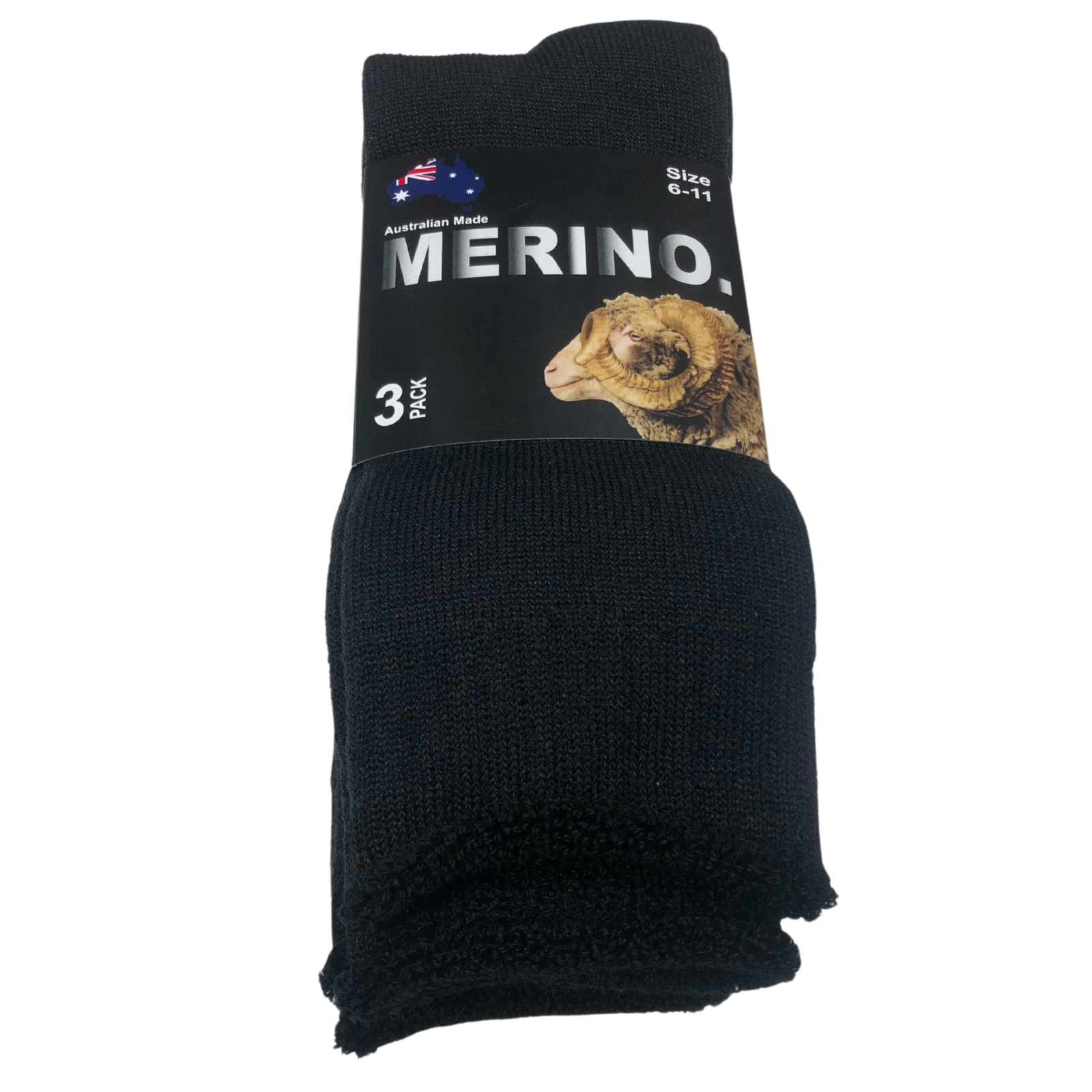 Men's Underwear & Socks: 3 Pairs MERINO WOOL SOCKS Mens Heavy Duty Premium Thick Work Socks Cushion - Black - 11-14