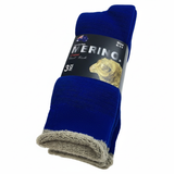 3 Pairs MERINO WOOL SOCKS Mens Heavy Duty Premium Thick Work Socks Cushion - Blue - 6-11