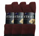 3 Pairs MERINO WOOL SOCKS Mens Heavy Duty Premium Thick Work Socks Cushion - Burgundy - 11-14