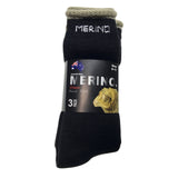 3 Pairs MERINO WOOL SOCKS Mens Heavy Duty Premium Thick Work Socks Cushion - Dark Grey - 11-14
