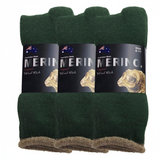 3 Pairs MERINO WOOL SOCKS Mens Heavy Duty Premium Thick Work Socks Cushion - Green - 6-11