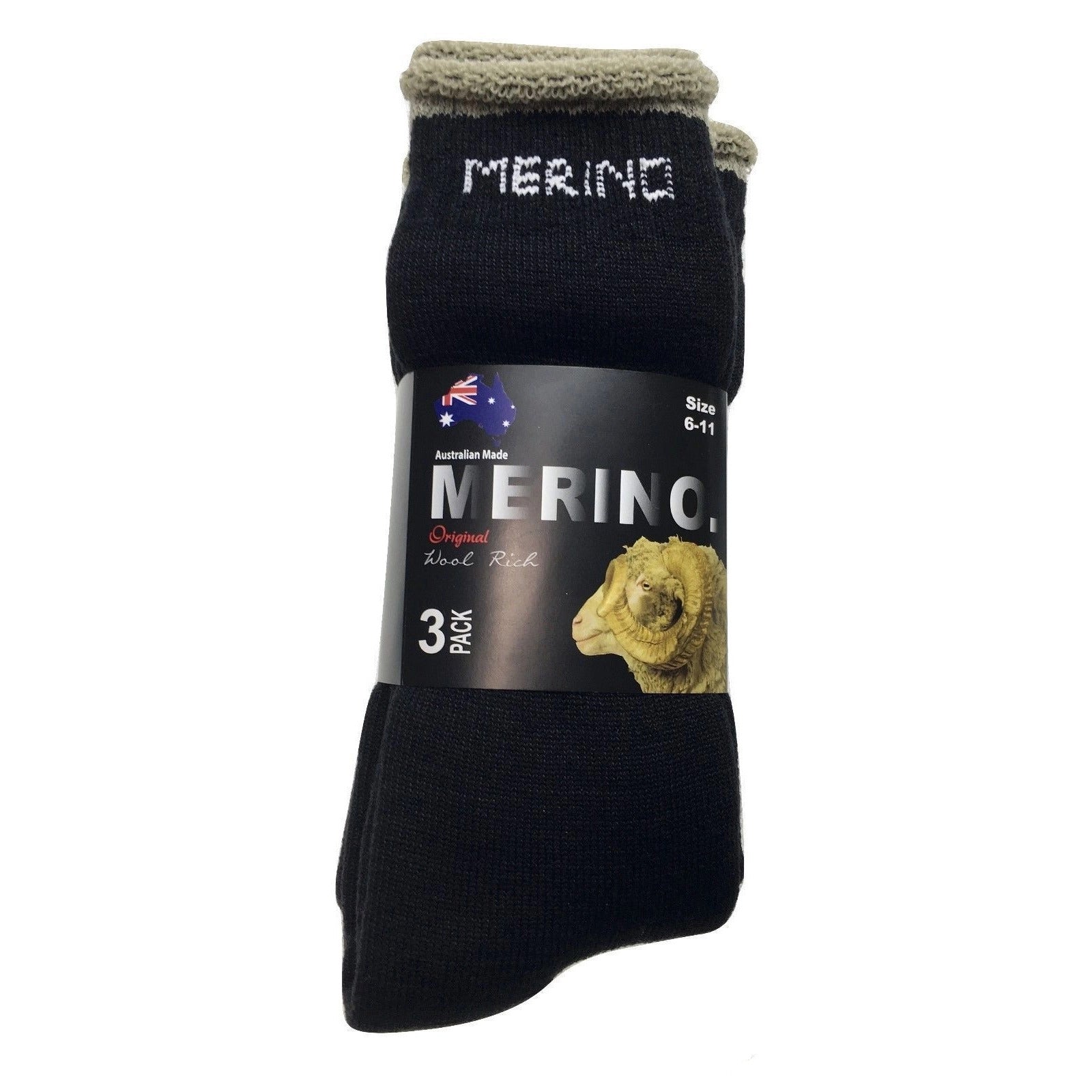 Men's Underwear & Socks: 3 Pairs MERINO WOOL SOCKS Mens Heavy Duty Premium Thick Work Socks Cushion - Olive - 11-14