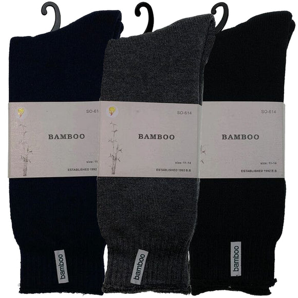 3 Pairs PREMIUM BAMBOO SOCKS Mens Heavy Duty Thick Work Socks BULK Cushion - Assorted Colour Pack - 11-14