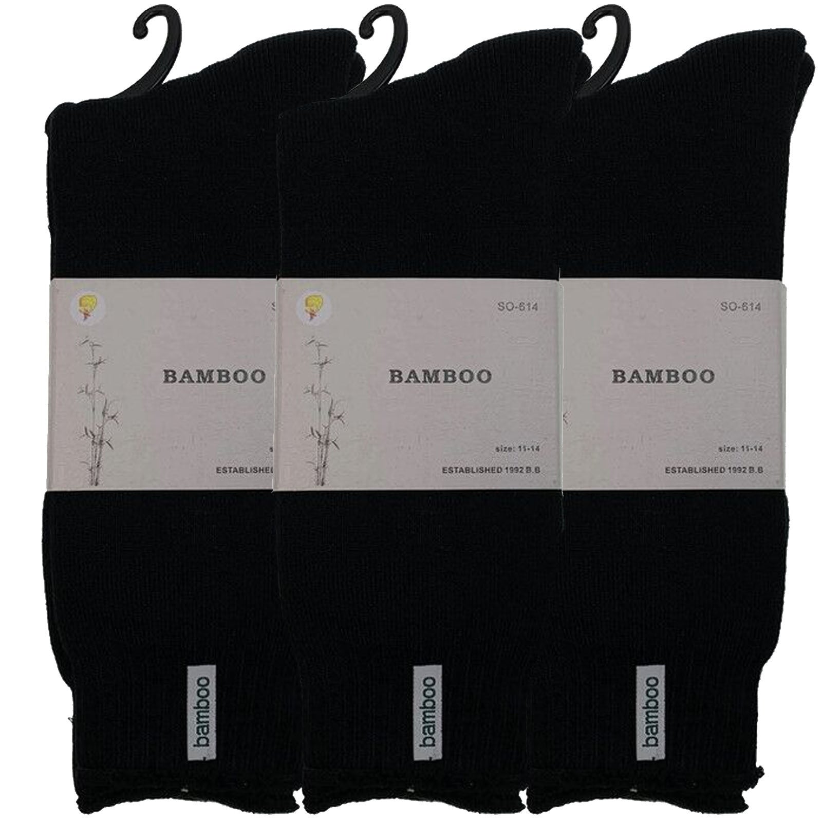 Men's Underwear & Socks: 3 Pairs PREMIUM BAMBOO SOCKS Mens Heavy Duty Thick Work Socks BULK Cushion - Black - 11-14