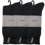 3 Pairs PREMIUM BAMBOO SOCKS Mens Heavy Duty Thick Work Socks BULK Cushion - Charcoal Grey - 7-11
