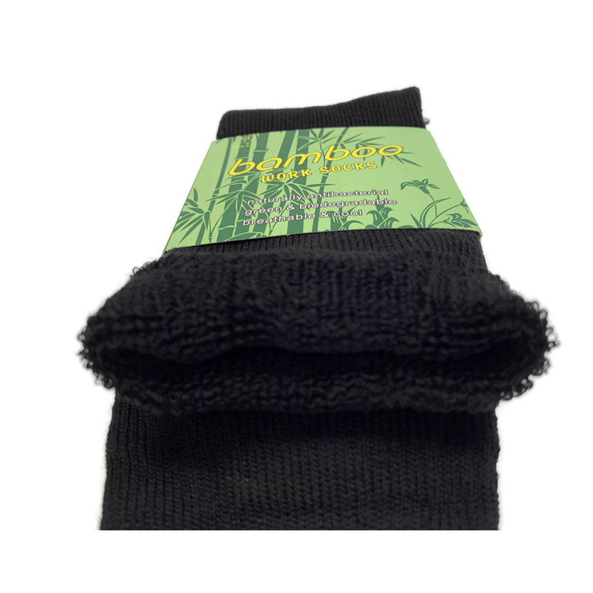 3 Pairs Mens Bamboo Rich Work Socks Thick Cushioned Anti Odour - Black - 6-11