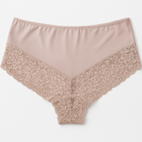 3x Womens Lace Boyshort Boyleg Full Briefs Underwear Undies in Beige - 14