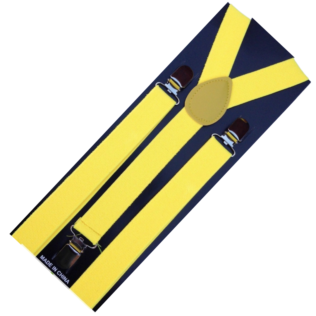 Men's Accessories: 3x Mens Suspenders Braces Adjustable Strong Clip On Elastic Formal Wedding Slim - Yellow