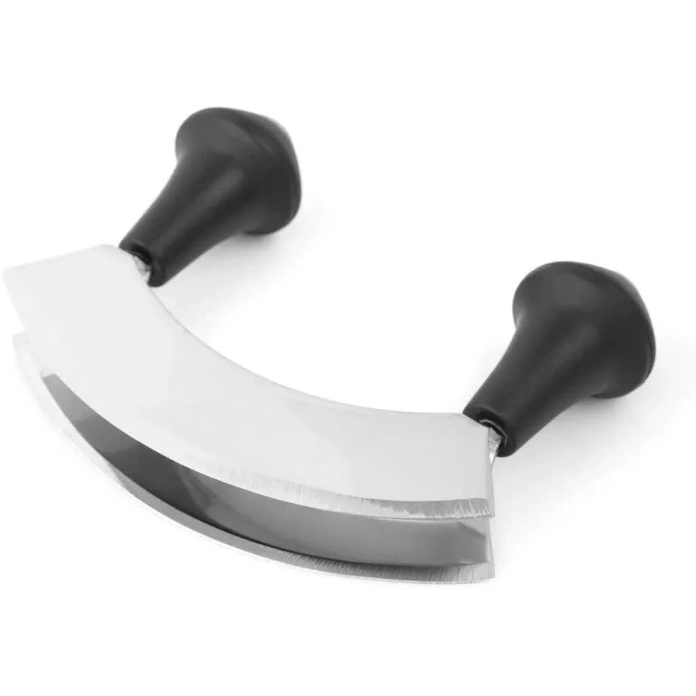 inCasa Double Stainless Steel Blade Mezzaluna Chopper Herb Slicer