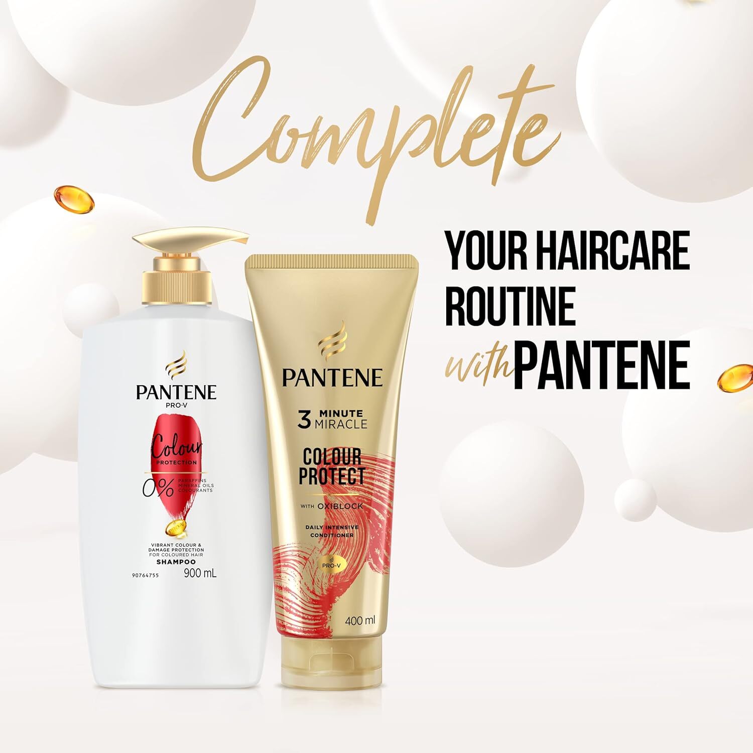 Shampoo & Conditioner: 3x Pantene 400ml 3 Minute Miracle Colour w Oxiblock Intensive Conditioner