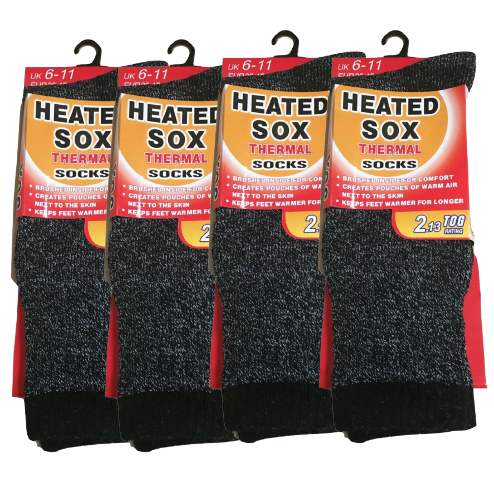 Men's Underwear & Socks: 4 Pairs Mens THERMAL HEATED SOCKS Warm Winter Comfort Mens Work Sox Ski BULK - 6-11 UK