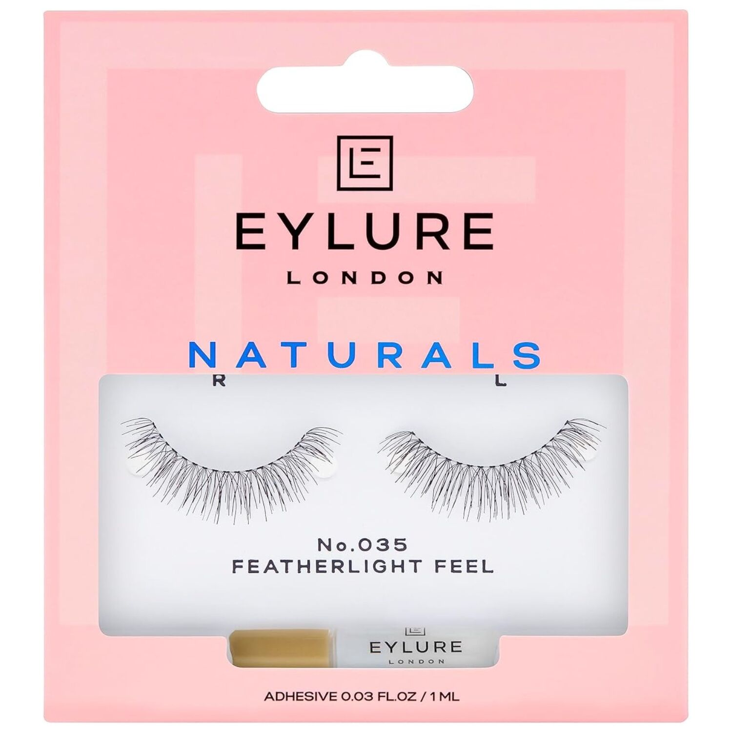 Cosmetics: Eylure Naturals False Eyelashes Featherlight Feel with Glue Reusable in No.035