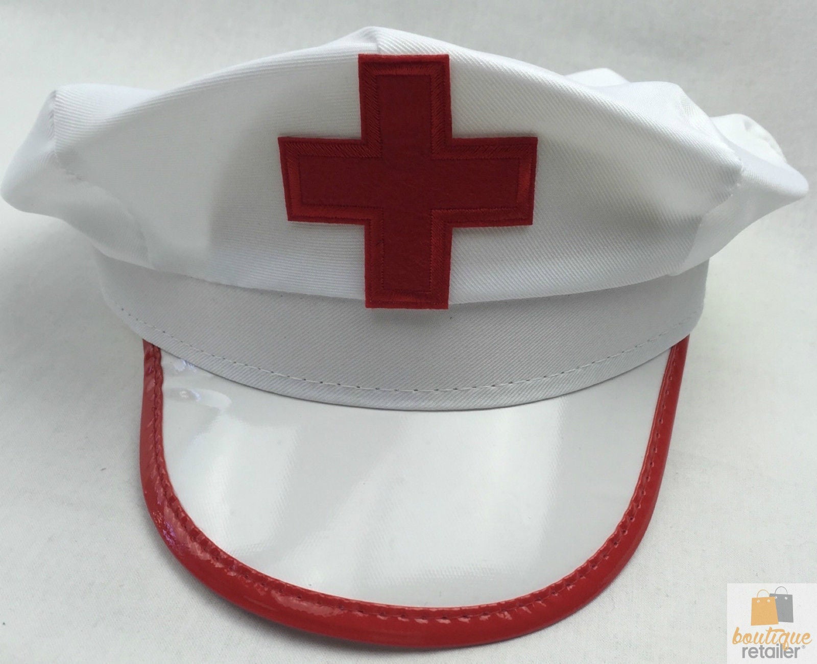 Costumes & Accessories: NURSE HAT Doctor Fancy Halloween Party Costume Accessory Cap - White/Red