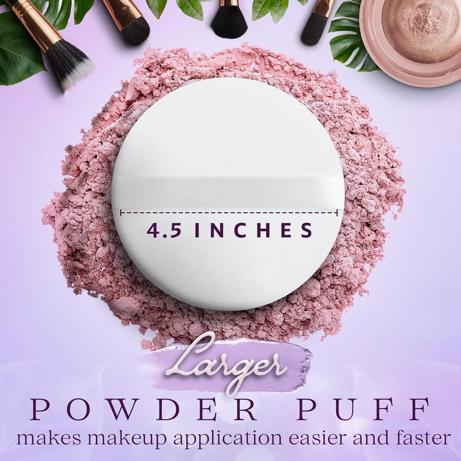 Makeup Brushes: 4.5" Jumbo Extra Large Powder Puff 100% Pure Cotton Soft Fluffy Washable For Makeup