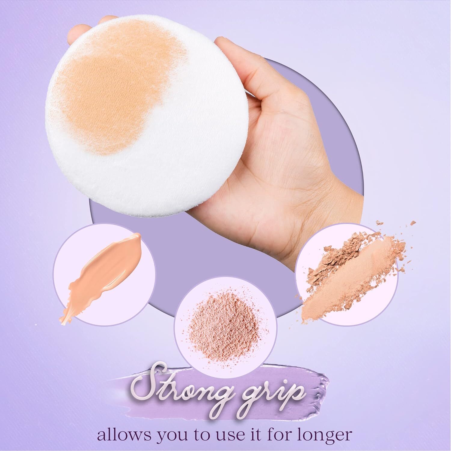 Makeup Brushes: 4.5" Jumbo Extra Large Powder Puff 100% Pure Cotton Soft Fluffy Washable For Makeup
