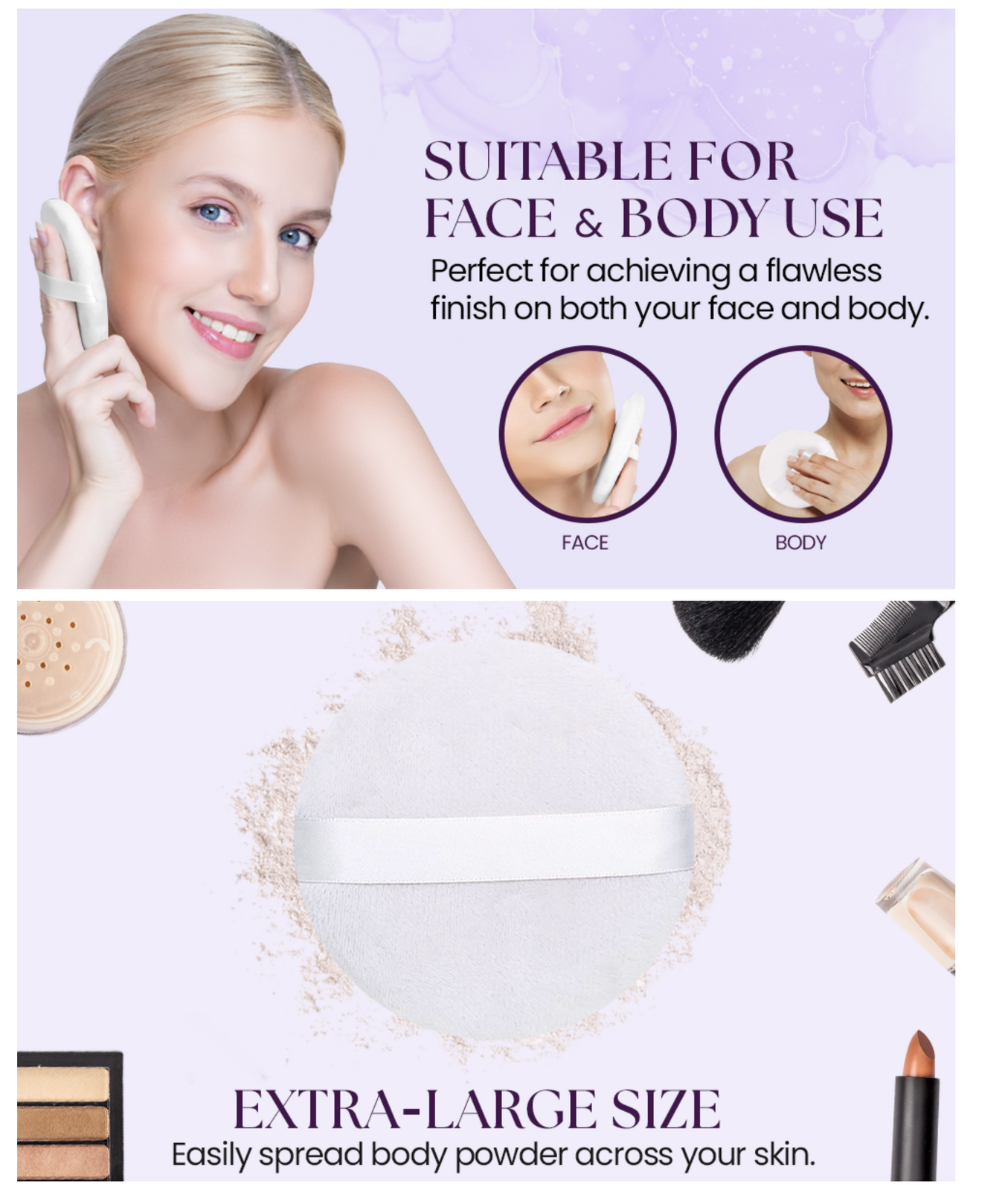 Makeup Brushes: 4.5" Jumbo Extra Large Powder Puff 100% Pure Cotton Soft Fluffy Washable For Makeup