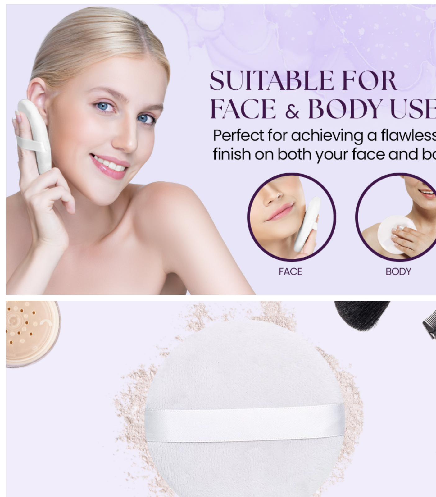 Makeup Brushes: 4.5" Jumbo Extra Large Powder Puff 100% Pure Cotton Soft Fluffy Washable For Makeup
