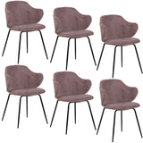 Arm Chairs & Recliners: Set of 6 Dining Chairs with Corduroy Cord Fabric in Pink