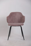 Arm Chairs & Recliners: Set of 6 Dining Chairs with Corduroy Cord Fabric in Pink