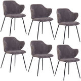 Arm Chairs & Recliners: Set of 6 Dining Chairs with Corduroy Cord Fabric in Dark Grey Lincoln