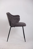Arm Chairs & Recliners: Set of 6 Dining Chairs with Corduroy Cord Fabric in Dark Grey Lincoln