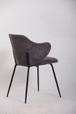 Arm Chairs & Recliners: Set of 6 Dining Chairs with Corduroy Cord Fabric in Dark Grey Lincoln