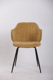 Arm Chairs & Recliners: Set of 2 Dining Chairs Corduroy Cord Fabric with Metal Legs in Mustard Yellow