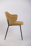 Arm Chairs & Recliners: Set of 2 Dining Chairs Corduroy Cord Fabric with Metal Legs in Mustard Yellow