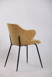 Arm Chairs & Recliners: Set of 2 Dining Chairs Corduroy Cord Fabric with Metal Legs in Mustard Yellow