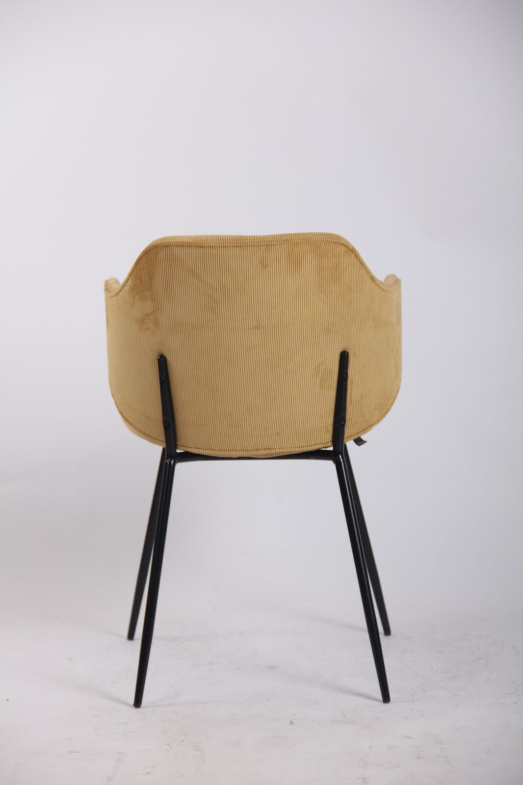 Arm Chairs & Recliners: Set of 2 Dining Chairs Corduroy Cord Fabric with Metal Legs in Mustard Yellow